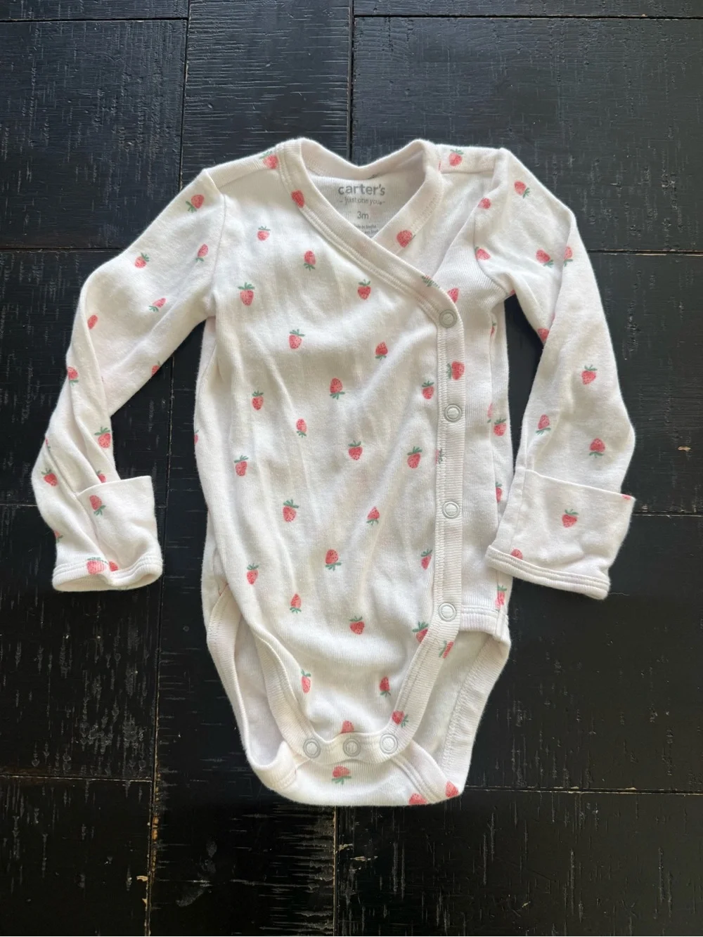 Carter's White One-Piece & Footed Pants with Pink Strawberry Print
